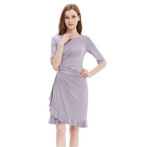 Pretty & Classy Lilac Ruched Ruffle Dress S NWT!